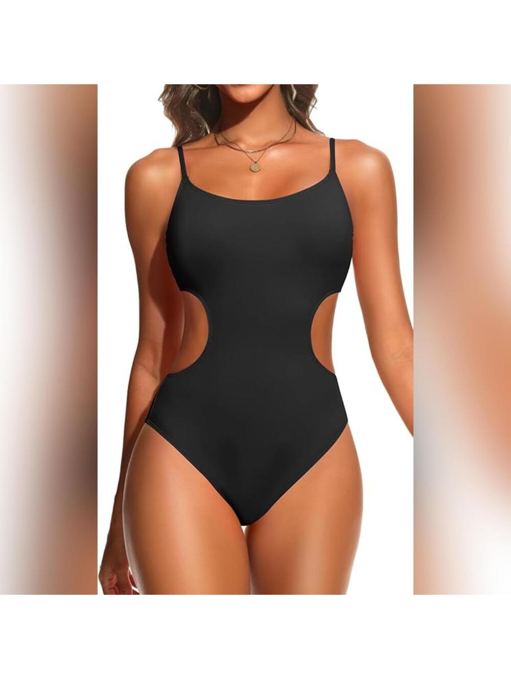 NWT Tempt Me One Piece Cutout High Cut Scoop Neck Swimsuit, Medium (8-10)